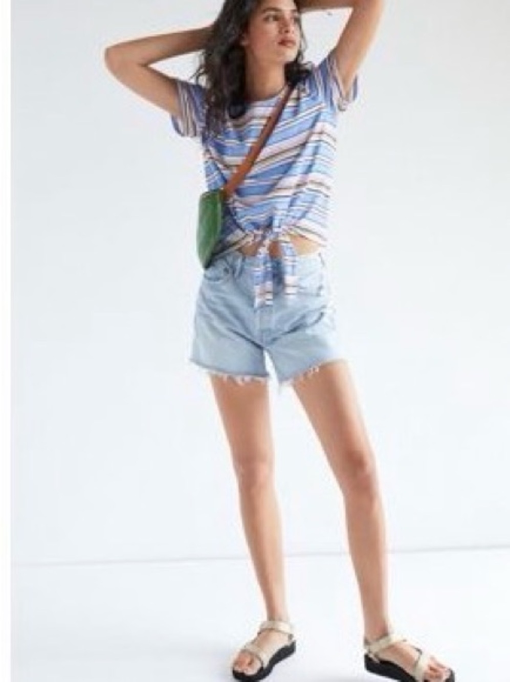 ANTHROPOLOGIE (t.la) medium striped tie front tee shirt
